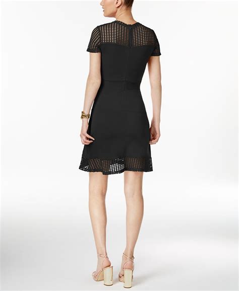 michael kors lace mesh fit and flare dress|Michael Michael Kors Lace Mesh Fit & Flare Dress .